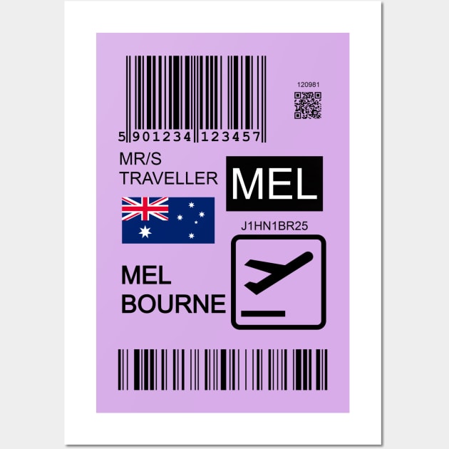 Melbourne Australia travel ticket Wall Art by Travellers